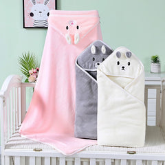 Baby Cartoon Coral Fleece Towel Newborn Baby Blanket With Hood