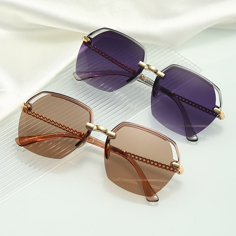 Semi Rimless Hollow Sunglasses UV400