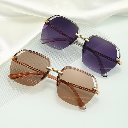 Semi Rimless Hollow Sunglasses UV400