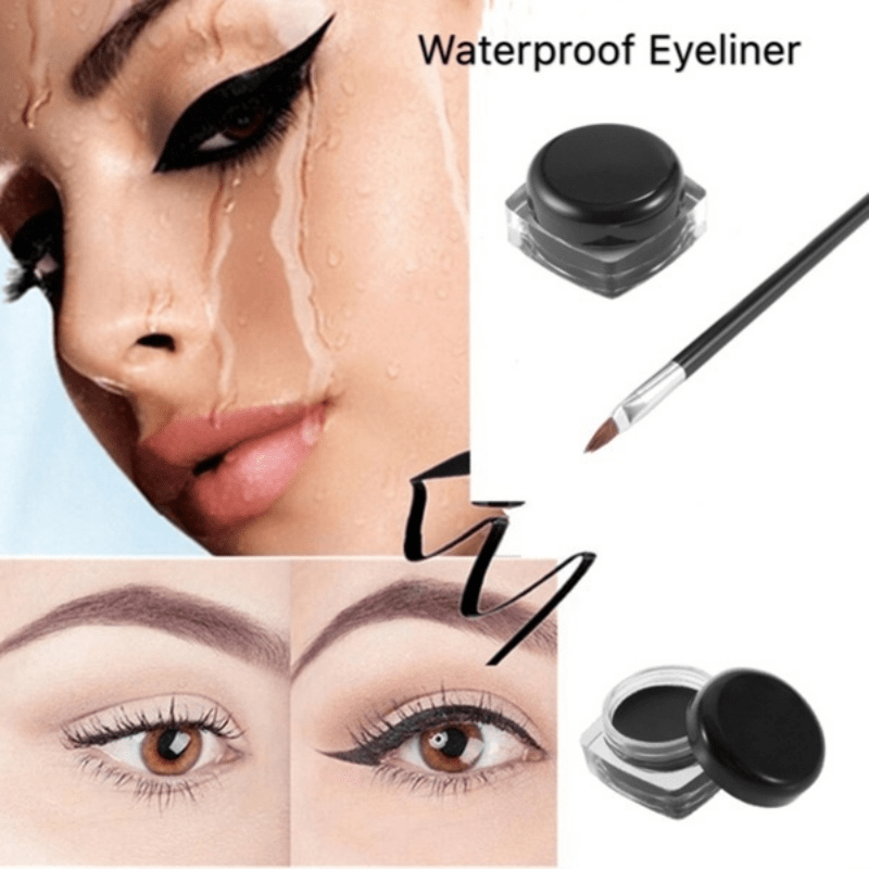 Waterproof Eyeliner Gel Cream with Brush Smudge Proof Makeup
