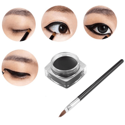 Waterproof Eyeliner Gel Cream with Brush Smudge Proof Makeup