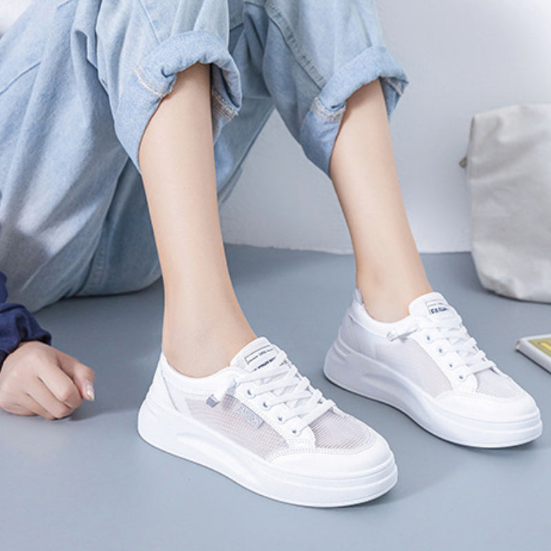 Women's Mesh Lace-Up Platform Sneakers