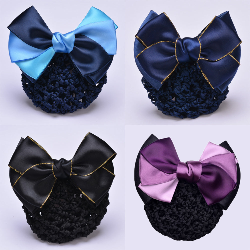 Bowknot Bun Cover Barrettes Net Snood Hairnet Bow Decor Hair Clip
