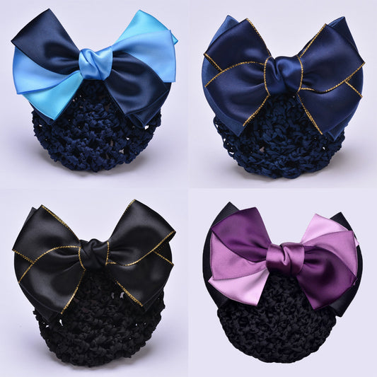 Bowknot Bun Cover Barrettes Net Snood Hairnet Bow Decor Hair Clip