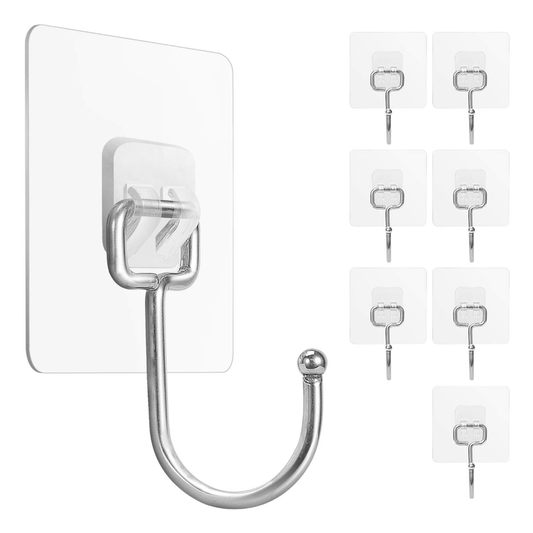 16pcs Large Adhesive Hooks Stainless Steel Towel and Coat Hooks