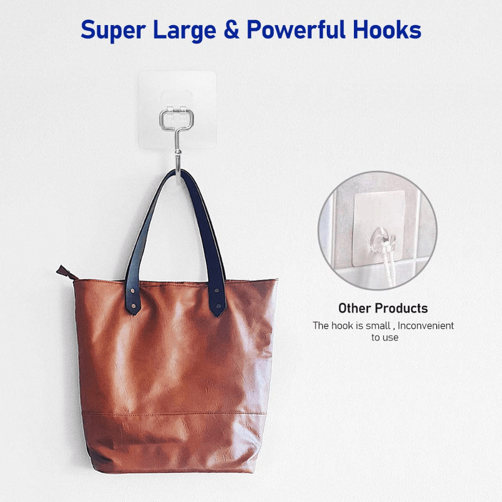 16pcs Large Adhesive Hooks Stainless Steel Towel and Coat Hooks