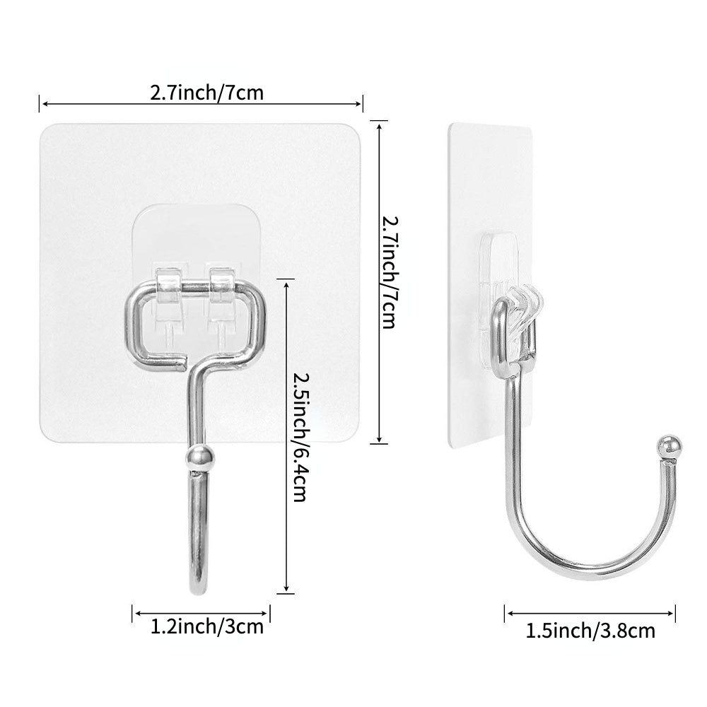 16pcs Large Adhesive Hooks Stainless Steel Towel and Coat Hooks