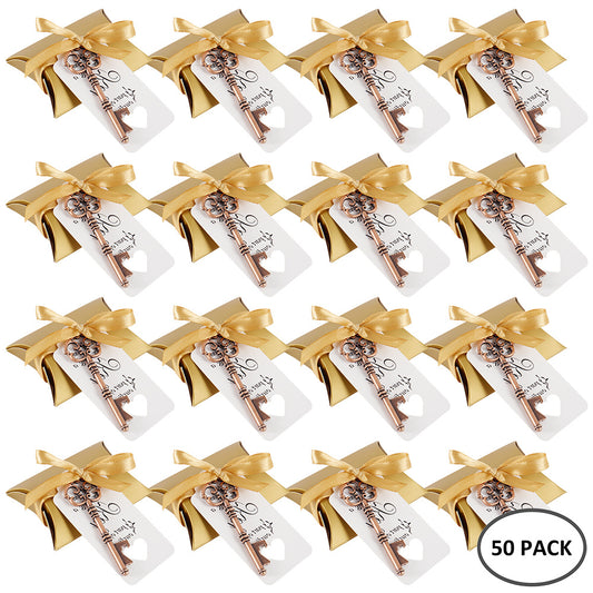 Vintage Key Bottle Opener Wedding Gift Cushion Boxes Silk Ribbon