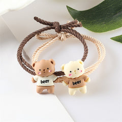 Cartoon Bear Decor Hair Tie Elastic Rubber Band Ponytail Holder Hair Accessories