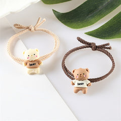 Cartoon Bear Decor Hair Tie Elastic Rubber Band Ponytail Holder Hair Accessories