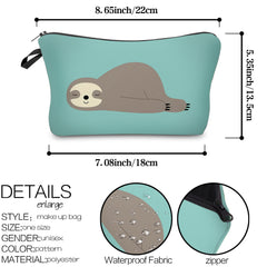 Cartoon Sloth Pattern Zipper Pouch Lightweight Carry On Bag