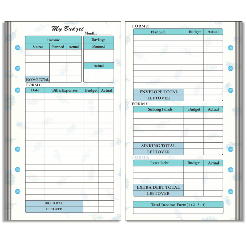 A6 Refill Paper 6 Hole Loose Leaf Paper Core Binder Budget Book Paper Core Repla
