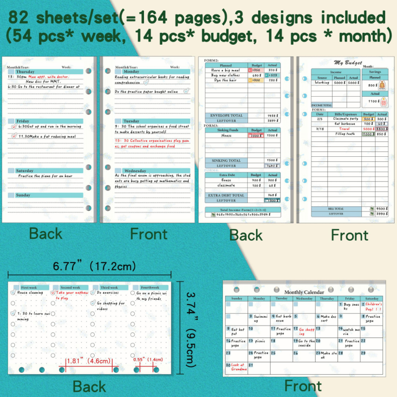 A6 Refill Paper 6 Hole Loose Leaf Paper Core Binder Budget Book Paper Core Repla