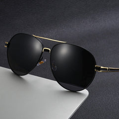 Men's Polarized Photochromic Sunglasses UV400 Metal Frame Business Eyewear