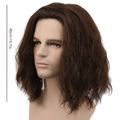 Men's Short Curly Brown Wig Halloween Cosplay Anime Costume Wig