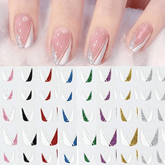 French Nail Art Sticker 3D Self Adhesive Decals V Shape Nail Guides