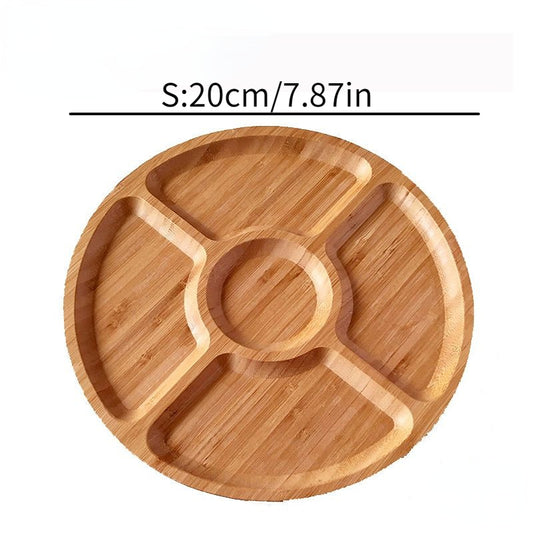 1pc Wooden Plate Cheese Board Five Grids Food Tray Multifunctional Fruit Tray