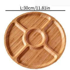 1pc Wooden Plate Cheese Board Five Grids Food Tray Multifunctional Fruit Tray