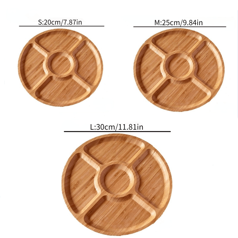 1pc Wooden Plate Cheese Board Five Grids Food Tray Multifunctional Fruit Tray