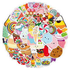 50pcs Candy Doodle Stickers Student Learning Outdoor Play DIY Party Stickers