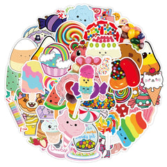 50pcs Candy Doodle Stickers Student Learning Outdoor Play DIY Party Stickers