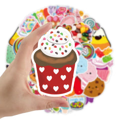 50pcs Candy Doodle Stickers Student Learning Outdoor Play DIY Party Stickers
