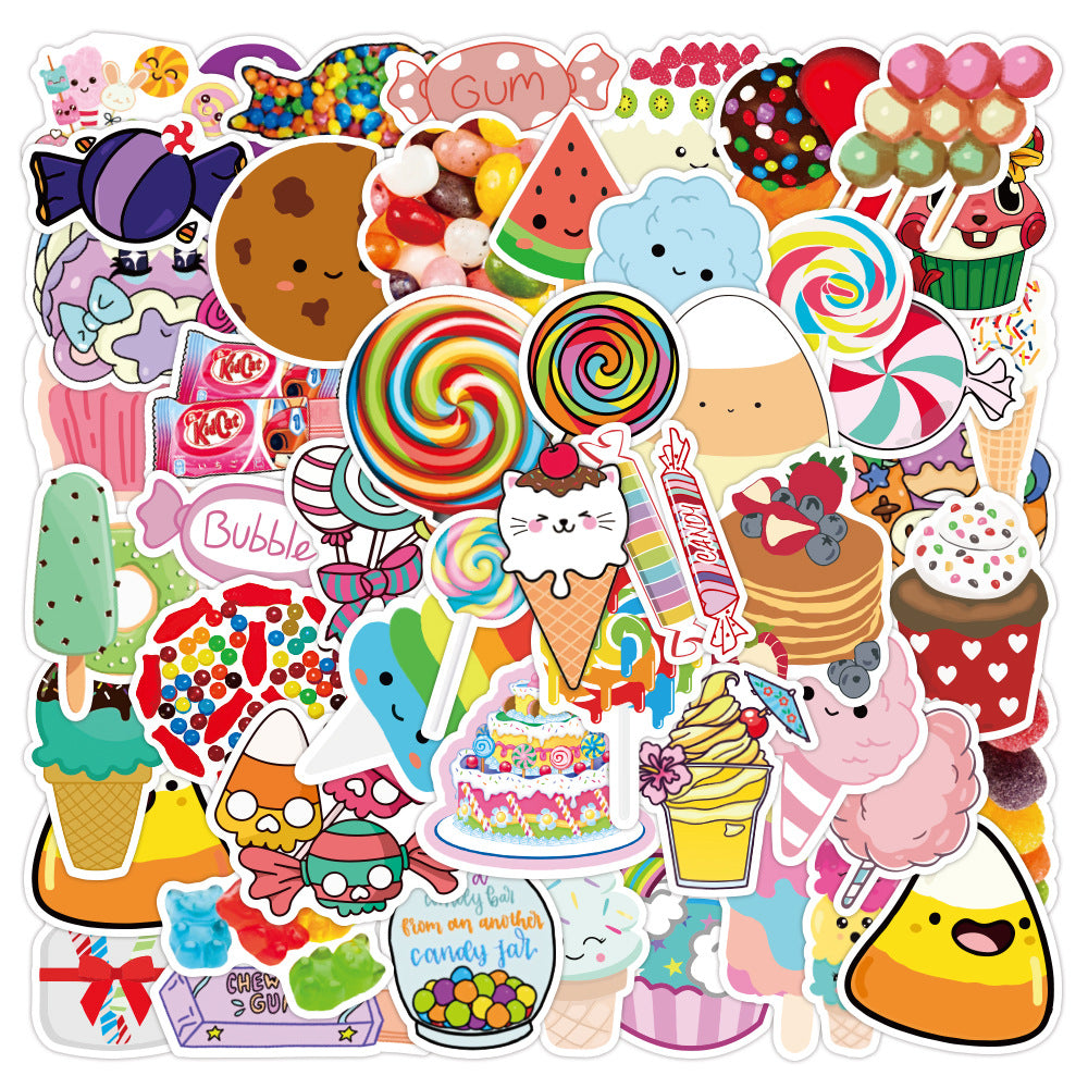 50pcs Candy Doodle Stickers Student Learning Outdoor Play DIY Party Stickers
