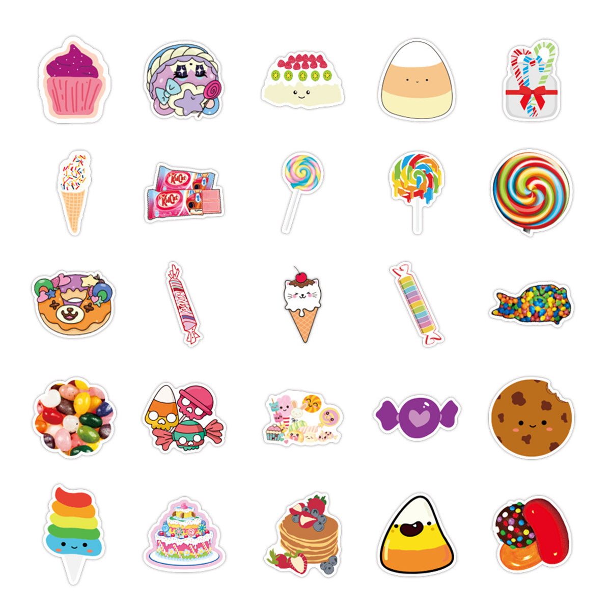 50pcs Candy Doodle Stickers Student Learning Outdoor Play DIY Party Stickers