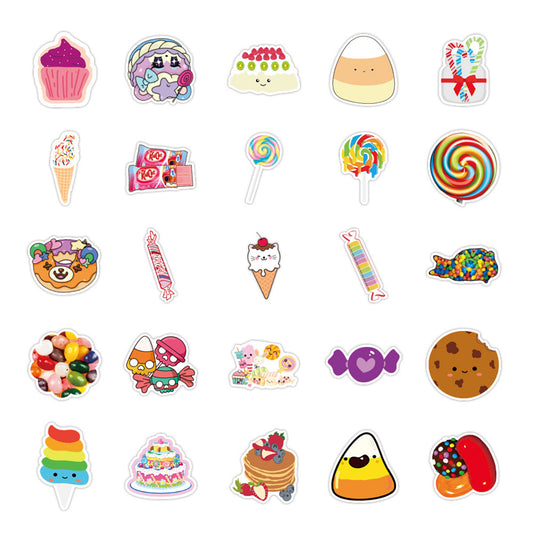 50pcs Candy Doodle Stickers Student Learning Outdoor Play DIY Party Stickers