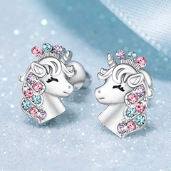 Zircon Unicorn Stud Earrings - Holiday Party Decor