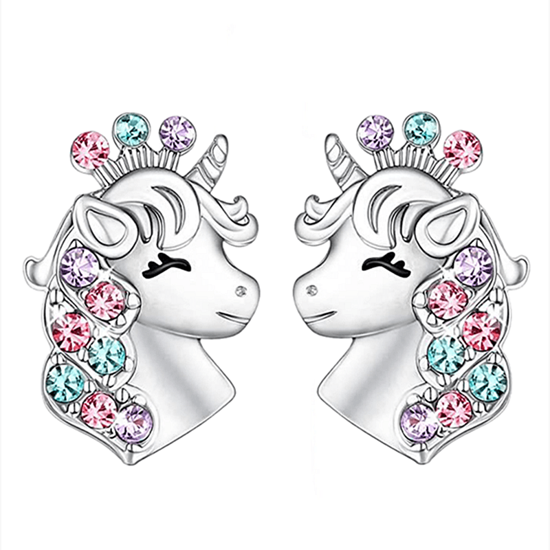 Zircon Unicorn Stud Earrings - Holiday Party Decor
