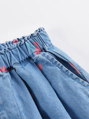 MARC&JANIE Girls Cherry Print Denim Pants Jeans for Spring Summer