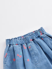 MARC&JANIE Girls Cherry Print Denim Pants Jeans for Spring Summer