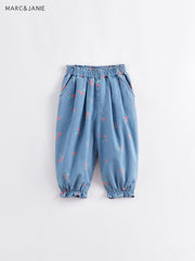 MARC&JANIE Girls Cherry Print Denim Pants Jeans for Spring Summer