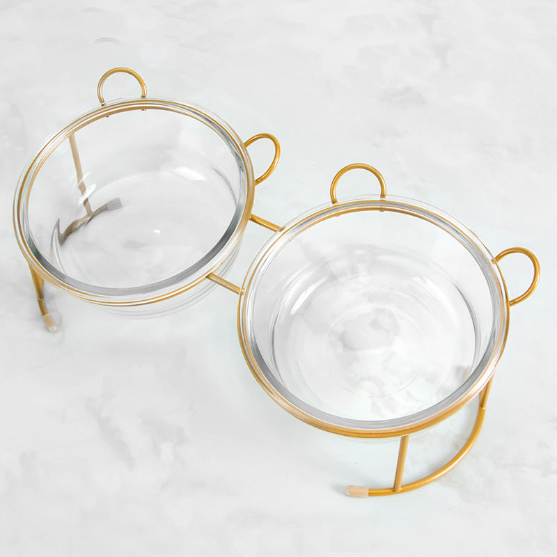 Glass Elevated Cat Bowls with Anti Slip Stand