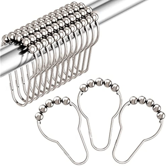 12pcs Stainless Steel Shower Curtain Hooks - Rust Proof and Easy to Install