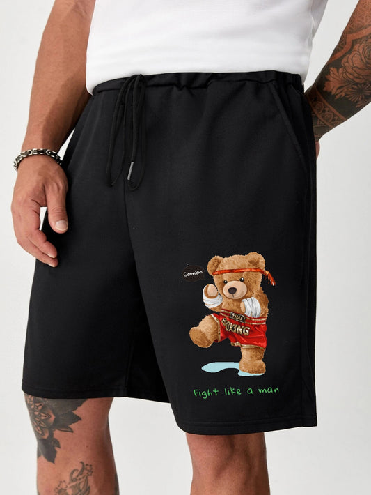 Boxer Bear Comfy Shorts Men's Casual Solid Stretch Waist Drawst
