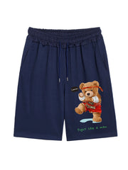 Boxer Bear Comfy Shorts Men's Casual Solid Stretch Waist Drawst