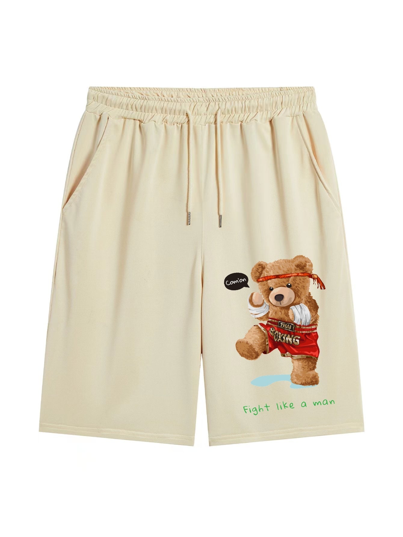 Boxer Bear Comfy Shorts Men's Casual Solid Stretch Waist Drawst