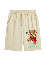 Boxer Bear Comfy Shorts Men's Casual Solid Stretch Waist Drawst