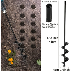 Ground Drill Joint w/ Plastic Parts Auger Spiral Drill Bit for Planting
