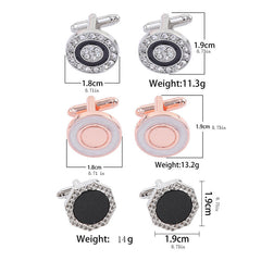 Men's Rhinestone French Cufflinks, High-Quality Suit Shirt Tail Cuff