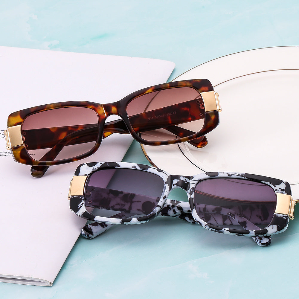 Y2K Rectangle Polarized Sunglasses Kpop Gradient Lens UV400