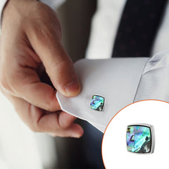 Men's Abalone Shell Alloy Cufflinks French Gradual Square Metal Shirtcuffs