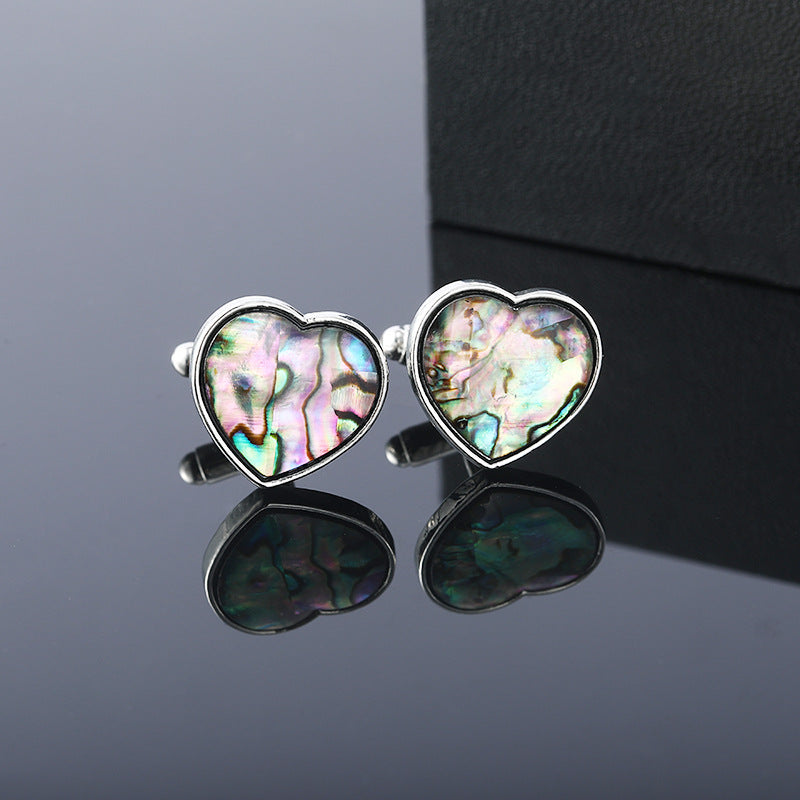Men's Abalone Shell Alloy Cufflinks French Gradual Square Metal Shirtcuffs