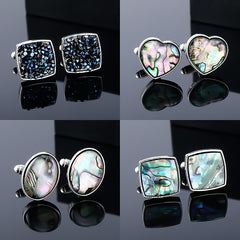Men's Abalone Shell Alloy Cufflinks French Gradual Square Metal Shirtcuffs