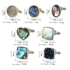 Men's Abalone Shell Alloy Cufflinks French Gradual Square Metal Shirtcuffs