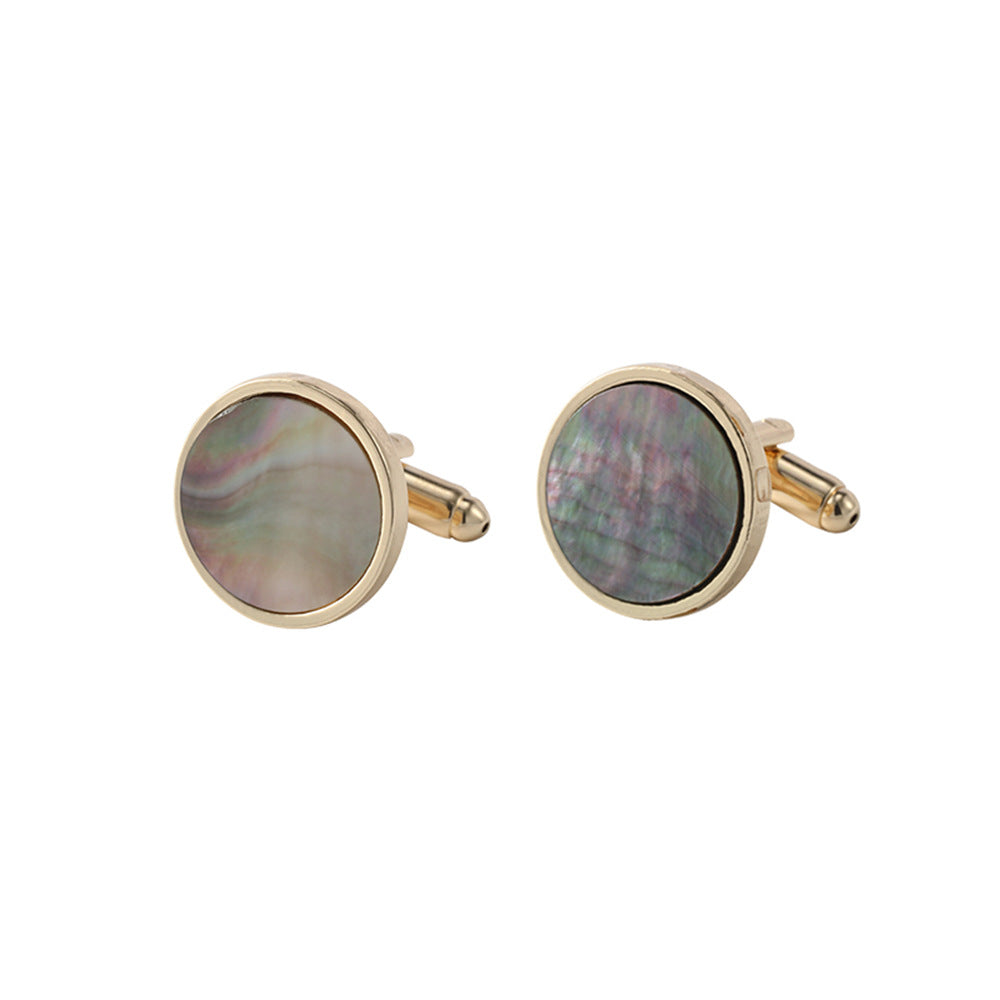 Men's Abalone Shell Alloy Cufflinks French Gradual Square Metal Shirtcuffs