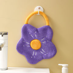 Flower Shaped Hanging Towel Coral Fleece Quick drying Fingertip Towel