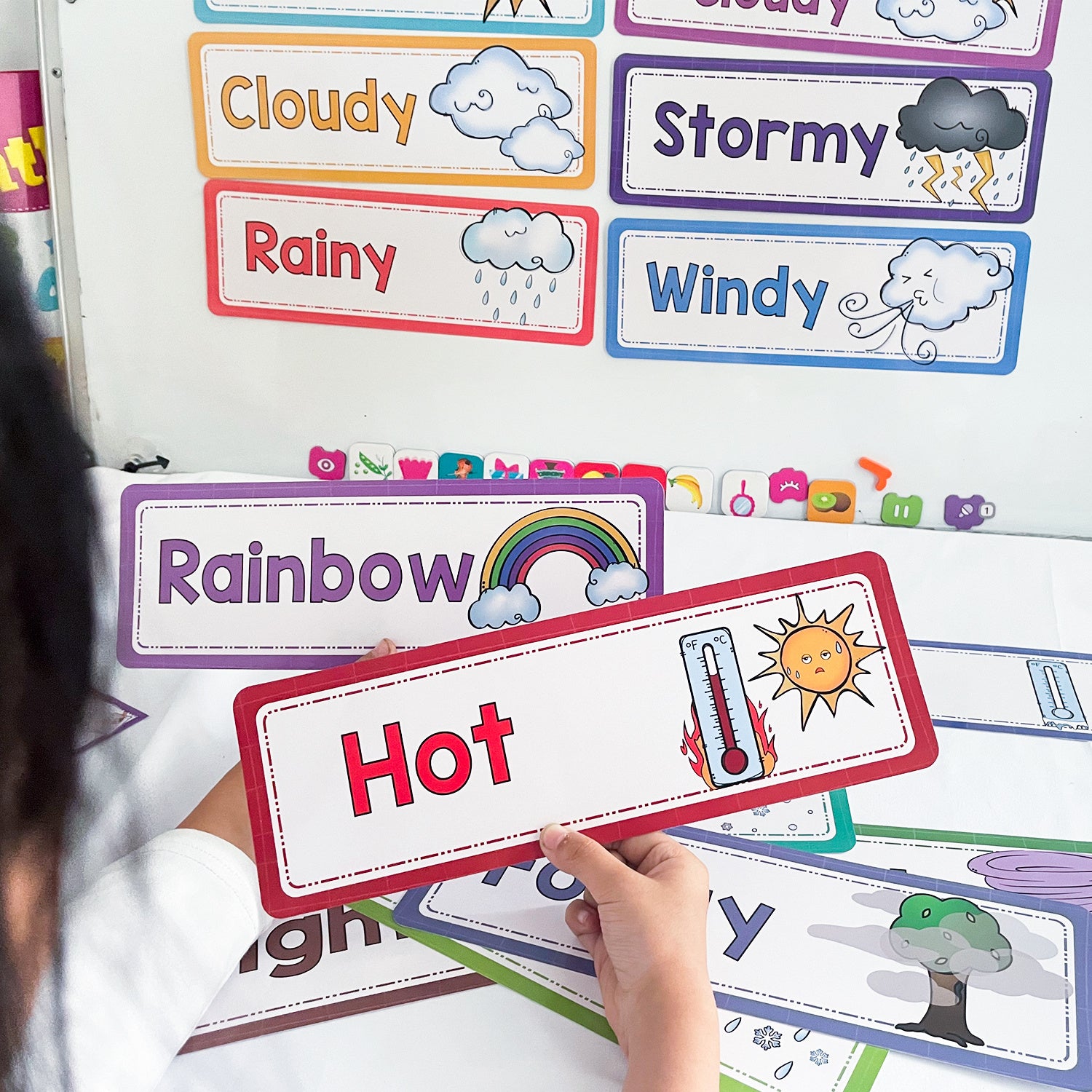 16pcs LACHILLY Weather Flash Cards Educational Teaching Aids for Kids Preschool